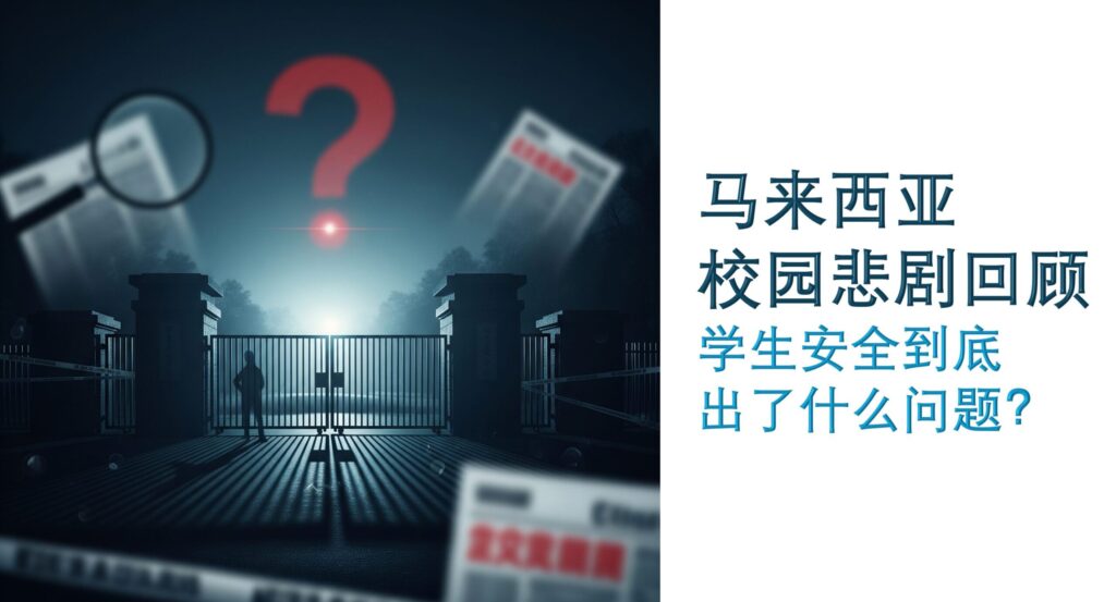 象征性校园社会调查图像，背景为夜晚校园远景，搭配放大镜、文件夹与新闻图标等抽象元素，营造社会关注氛围。