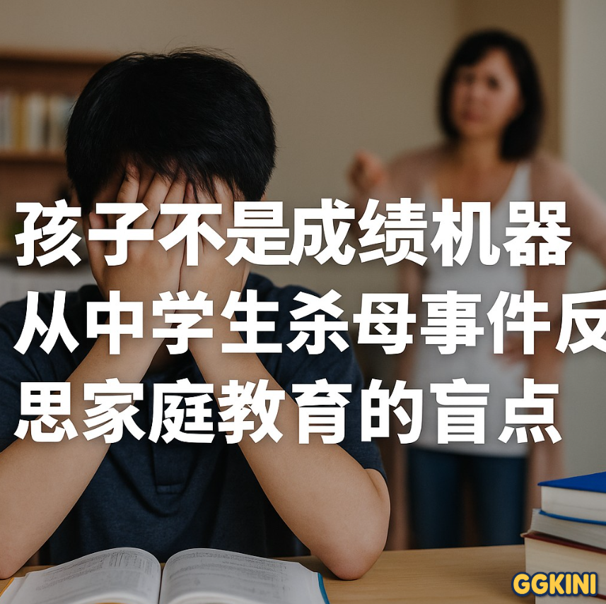 一位中学生独自坐在课桌前神情沉重，背景模糊呈现考试卷、家庭影像与压力符号，中央为中文标题文字